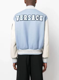 ( Nouvelle Collection ) Versace 2V600 LIGTH BLUE Veste Bomber à Logo Brodé Homme -Pas Cher Versace Boutique 18330143 39231643 600