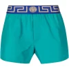 ( Nouvelle Collection ) Versace Short De Bain à Logo Greca 2G650 EMERALD BLUETTE