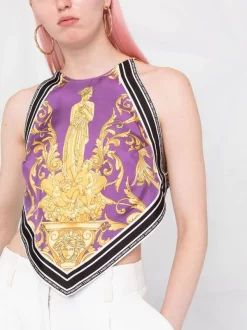 ( Nouvelle Collection ) Versace 5L290 DARKORCHID SUN Haut à Imprimé Baroque Femme -Pas Cher Versace Boutique 18333342 39164634 600