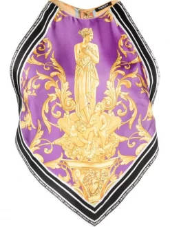 ( Nouvelle Collection ) Versace 5L290 DARKORCHID SUN Haut à Imprimé Baroque Femme