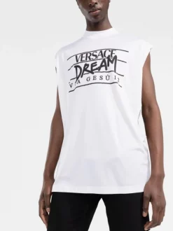 ( Nouvelle Collection ) Versace T-shirt à Slogan Imprimé Homme -Pas Cher Versace Boutique 18335130 76974b2a 9d87 4984 95cb d5306347ca1d 600