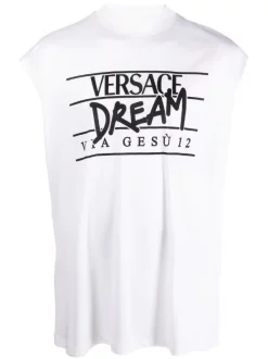 ( Nouvelle Collection ) Versace T-shirt à Slogan Imprimé Homme