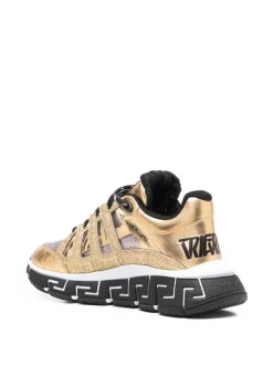 Versace ORO Baskets Métallisées Trigreca à Semelle épaisse Femme -Pas Cher Versace Boutique 18343084 39572413 600