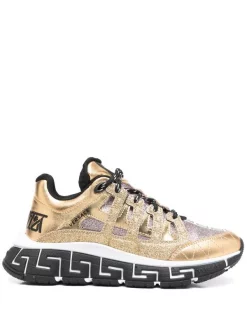 Versace ORO Baskets Métallisées Trigreca à Semelle épaisse Femme