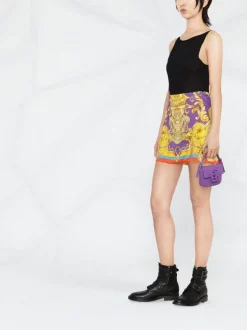 ( Nouvelle Collection ) Versace 5L290 DARKORCHID+SUN" Jupe Portefeuille à Imprimé Baroque Femme -Pas Cher Versace Boutique 18346189 39402448 600