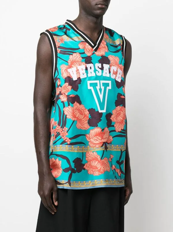 ( Nouvelle Collection ) Versace Haut à Fleurs 5V230 TURQUOISE+PRINT 3 ( Nouvelle Collection ) Versace Haut à Fleurs 5V230 TURQUOISE+PRINT – Image 3