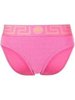 Versace Bas De Bikini à Bande Logo 1PE70 FUXIA