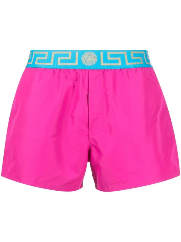 ( Nouvelle Collection ) Versace Short De Bain à Imprimé Greca 2P890 CERISE + TEAL 1 ( Nouvelle Collection ) Versace Short De Bain à Imprimé Greca 2P890 CERISE + TEAL