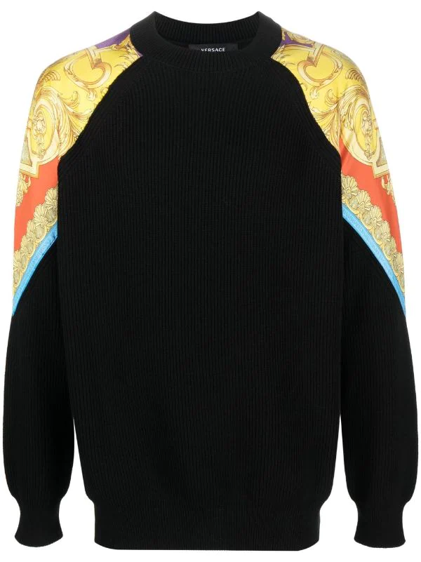 ( Nouvelle Collection ) Versace 1B000 BLACK Pull Barocco Goddess Nervuré Homme 1 ( Nouvelle Collection ) Versace 1B000 BLACK Pull Barocco Goddess Nervuré Homme