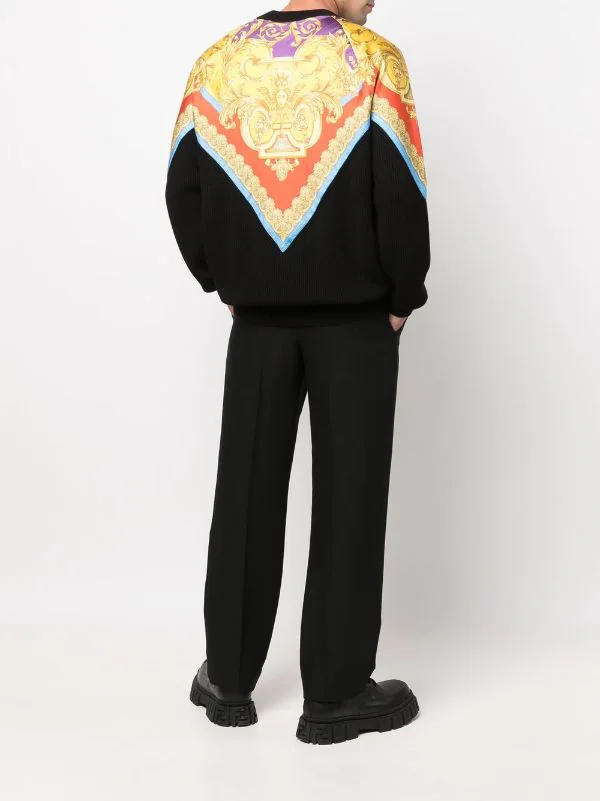 ( Nouvelle Collection ) Versace 1B000 BLACK Pull Barocco Goddess Nervuré Homme 2 ( Nouvelle Collection ) Versace 1B000 BLACK Pull Barocco Goddess Nervuré Homme – Image 2