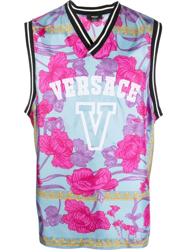 ( Nouvelle Collection ) Versace Débardeur à Fleurs 5V250 Cornflower+stampa 1 ( Nouvelle Collection ) Versace Débardeur à Fleurs 5V250 Cornflower+stampa
