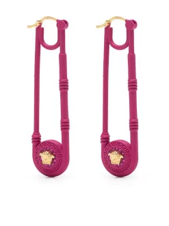 ( Nouvelle Collection ) Versace 4J350 VERSACEGOLD-CERISE Boucles D'oreilles Pendantes à Logo Medusa Femme