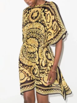 Versace Robe Ceinturée à Motif Baroque 5B000 - 5B000