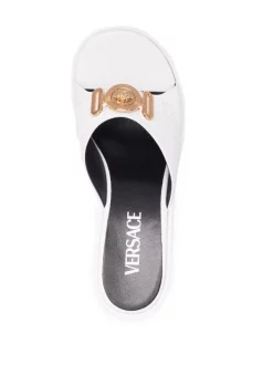 ( Nouvelle Collection ) Versace Mules Medusa Head En Cuir 1W00V BIANCO OTTICO/ORO -Pas Cher Versace Boutique 18402253 39685892 600