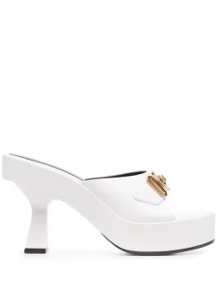 ( Nouvelle Collection ) Versace Mules Medusa Head En Cuir 1W00V BIANCO OTTICO/ORO