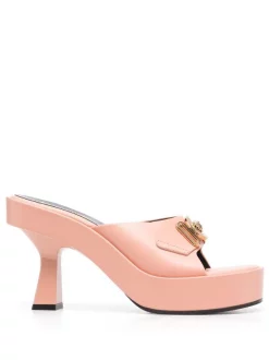 ( Nouvelle Collection ) Versace 1pe6v Mauvelous-gold Mules Medusa Biggie En Cuir Femme