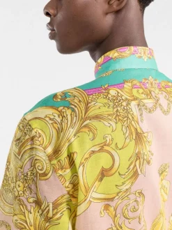 Versace 5P370 Mauvelous/Citron Chemise à Imprimé Baroque Homme -Pas Cher Versace Boutique 18426407 39620576 600