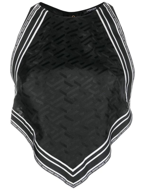 ( Nouvelle Collection ) Versace Haut Dos-nu à Logo Imprimé 1B000 BLACK 1 ( Nouvelle Collection ) Versace Haut Dos-nu à Logo Imprimé 1B000 BLACK