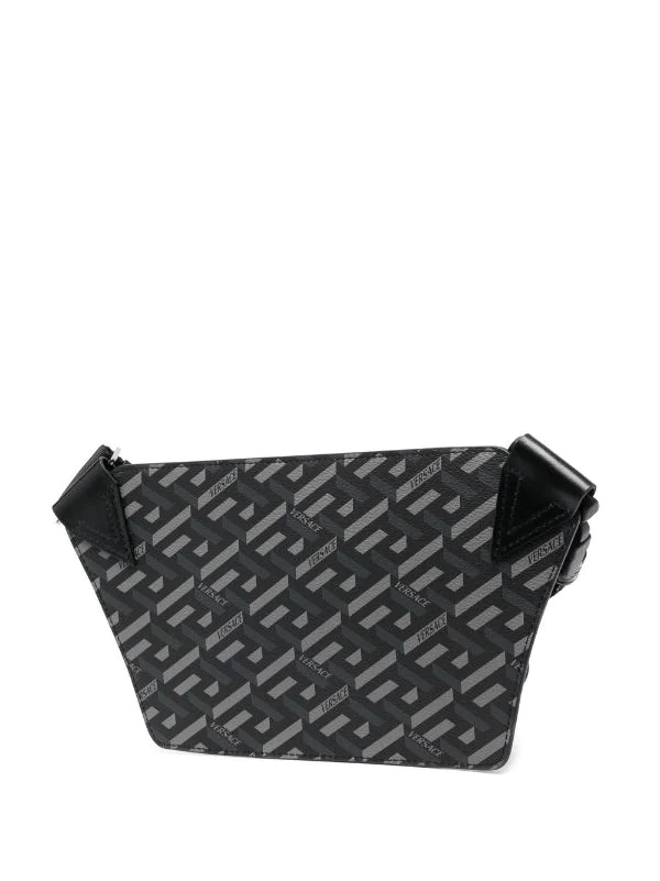 Versace Sac Banane à Imprimé La Greca 5B05E BLACK GREY RUTHENIUM 3 Versace Sac Banane à Imprimé La Greca 5B05E BLACK GREY RUTHENIUM – Image 3