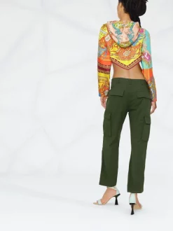 Versace 5X000 MULTICOLOR Hoodie Crop Medusa Renaissance En Soie Femme -Pas Cher Versace Boutique 18434423 39540784 600