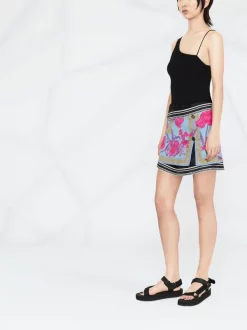 ( Nouvelle Collection ) Versace 5V250 CORNFLOWER + PRINT Minijupe Acid Bouquet à Coupe évasée Femme -Pas Cher Versace Boutique 18449668 39653694 600