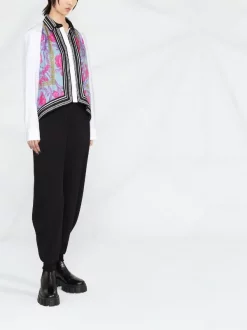 Versace Chemise Acid Bouquet à Ourlet Asymétrique 1W010 WHITE -Pas Cher Versace Boutique 18450776 39657679 600