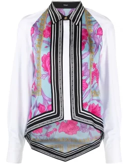 Versace Chemise Acid Bouquet à Ourlet Asymétrique 1W010 WHITE